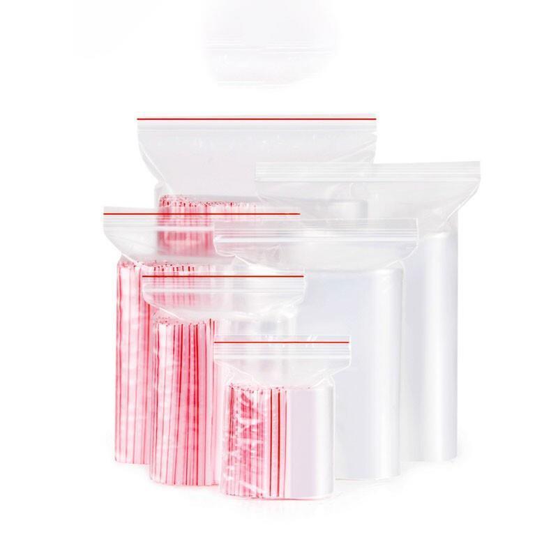 6cm * 8cm 1000 Pieces Disposable PE 8 Thread Self Sealing Bag Thickened Transparent Sealed Bag Zipper Bag Sample Storage Bag