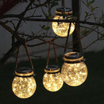 Solar Garden Lamp Outdoor Waterproof Decorative Hanging Lamp Color Lamp Household Villa Garden Landscape Glass Crack Chandelier Warm Light 2 Sets