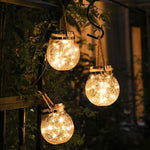 Solar Garden Lamp Outdoor Waterproof Decorative Hanging Lamp Color Lamp Household Villa Garden Landscape Glass Crack Chandelier Warm Light 2 Sets