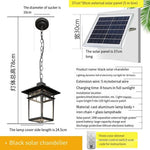 Solar Chandelier New Chinese Outdoor Waterproof Corridor Balcony Courtyard Lamp Outdoor Villa Aisle Induction Pavilion Lamp Solar Black Large Pavilion