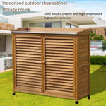 Outdoor Tool Room Garden Cabinet Garden Sundry Room Solid Wood Simple Modern Waterproof Sunscreen Storage Cabinet Balcony Garden Tool Cabinet Coffee