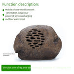 Solar Bluetooth Speaker Garden Sound Outdoor Waterproof Remote Control Simulation Stone Cobblestone Lawn Speaker One (1 Set, Bluetooth) One Set