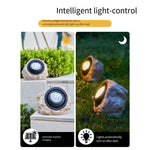 Solar Outdoor Lamp Courtyard Garden Layout Simulation Stone Small Decoration Lawn Landscape Waterproof Spotlight Basalt -- 1 Set [white Light + Warm Light]